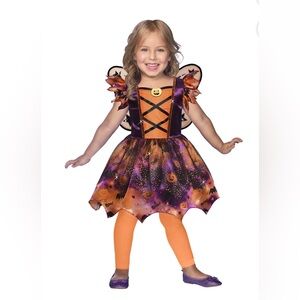 Trick Or Treat Fairy Costume Toddler Girl Halloween Dress And Wings Size 3T-4T